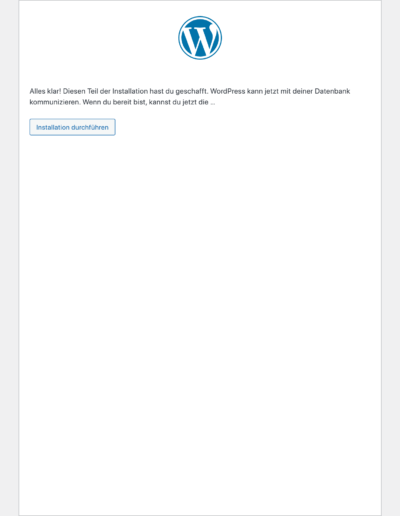 WordPress Installationsroutine - weiter